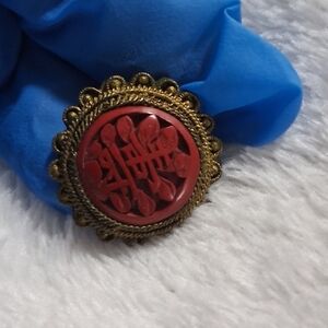 Antique chinese cinnabar clip